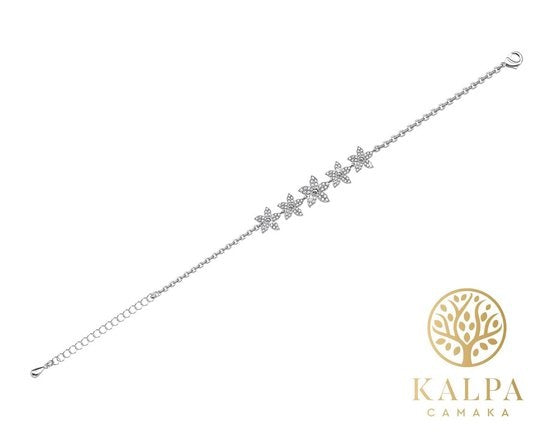 Yolora Damen Blumenarmband mit Kalpa Camaka Kristallen - Silber - 18K Weißgold plattiert - Geschenkbox - Muttertagsgeschenk