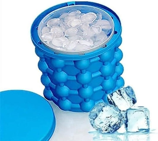 Shop-Story - Eiskübel/Eiswürfelbereiter - Getränkekühler - 2 in 1 Silikoneimer - Blau