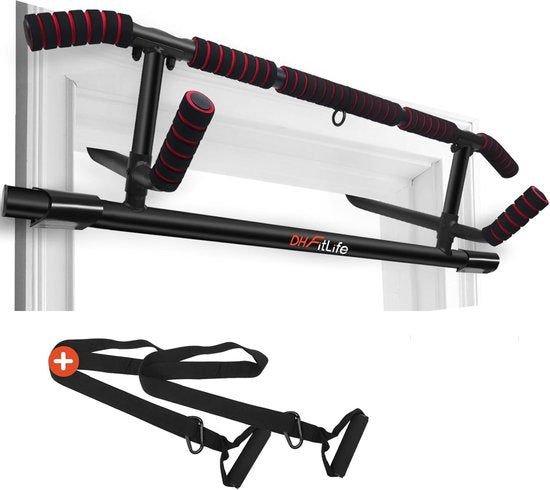 DH FitLife – Klimmzugstange für Türrahmen – Ohne Schrauben – Inkl. Sling-Trainer – Für Türrahmen von 70–92 cm