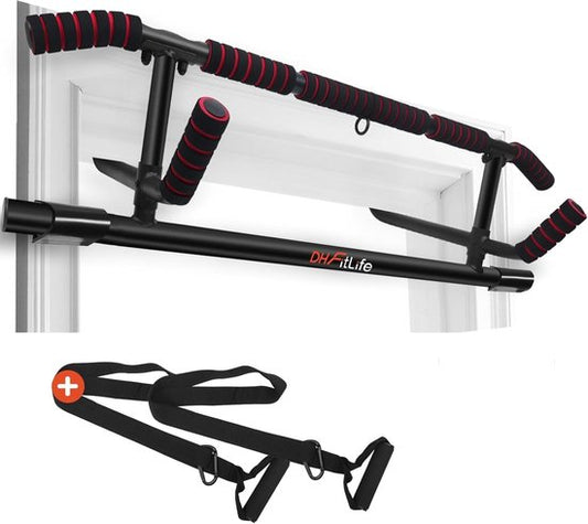 DH FitLife – Klimmzugstange für Türrahmen – Ohne Schrauben – Inkl. Sling-Trainer – Für Türrahmen von 70–92 cm