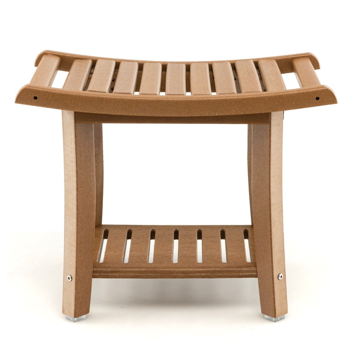 Coast Duschhocker – wasserdicht – geschwungene Sitzfläche – Ablage – braun – 60,5 x 34 x 48 cm