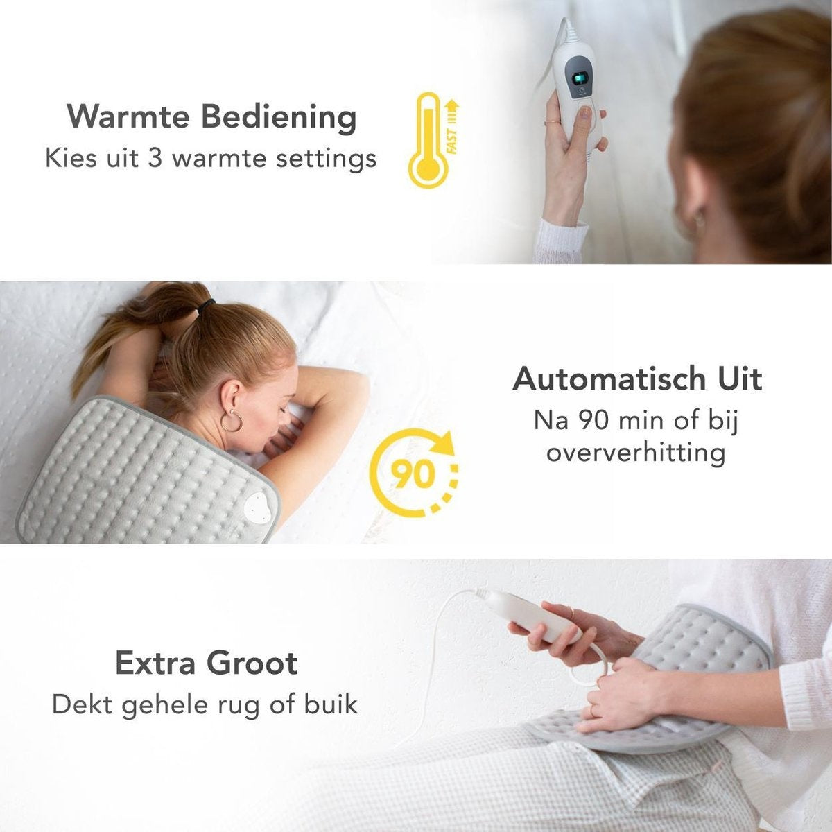 LifeGoods Wärmekissen - Elektrisch - 40x30cm - Nacken und Schultern - Waschbar - Grau