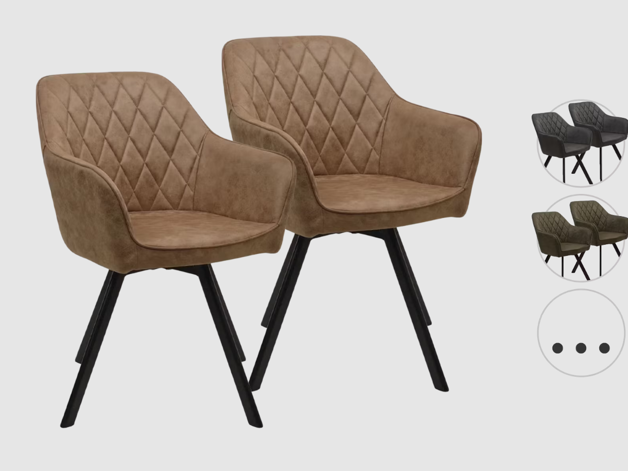 Furniture31 Brione Drehbare Esszimmerstühle - 2 Stück - Farbe Cognac