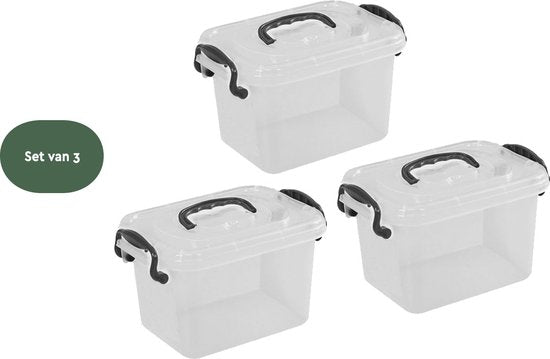 BRASQ Aufbewahrungsbox 6 Liter – 3er-Set – Aufbewahrungsbox aus Kunststoff – transparent – Aufbewahrungsbehälter – Aufbewahrungsbox mit Deckel