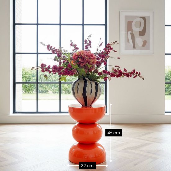 Mica Decorations Luna Tisch – Beistelltisch mit offenem, rundem Design aus robustem Eisen – Minimalistischer Couchtisch für den Innenbereich – Nachttisch für kleine Räume – H 46 x Ø 32 cm – Orange