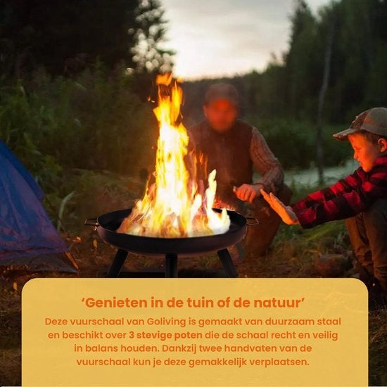 Goliving Outdoor Feuerschale - Feuerkorb - Gartenkamin - Stimmungsvolle Feuerstelle - Terrassenheizer - Stahl - Ã˜ 60cm
