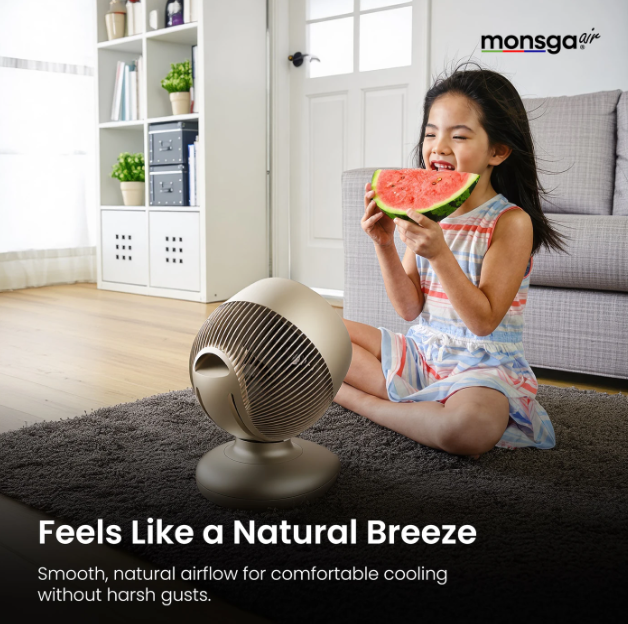 Monsga AC200 Turbo-Tischventilator – 30 dB, extrem leise – 360°-Schwenkfunktion – Fernbedienung