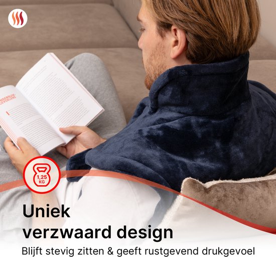 Seranova gewichtete elektrische Wärmekissen für Rücken, Schultern und Nacken - Heizkissen - Heizkissen - 1.3KG - 100w - Blau