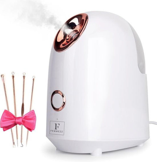 F Femmez Luxus-Gesichtssauna - Mit 4-teiligem Mitesser-Entferner-Set - Gesichtsreinigung - Gesichtsdampfer