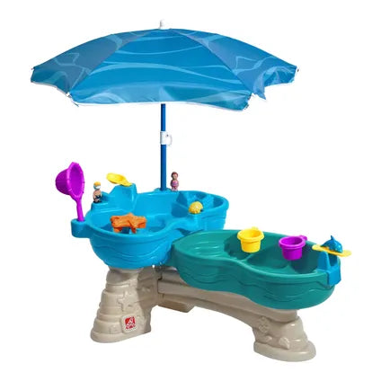 Step2 Spill & Splash Seaway Wassertisch – 109,9 × 63,5 × 57,2 cm – Mit Sonnenschirm