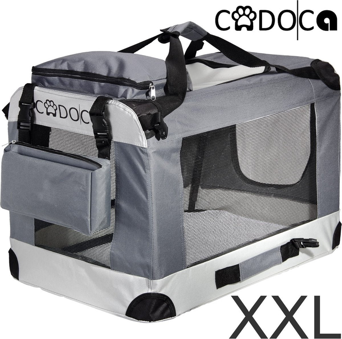Cadoca Hundetransportbox XXL 90 x 61 x 65cm grau