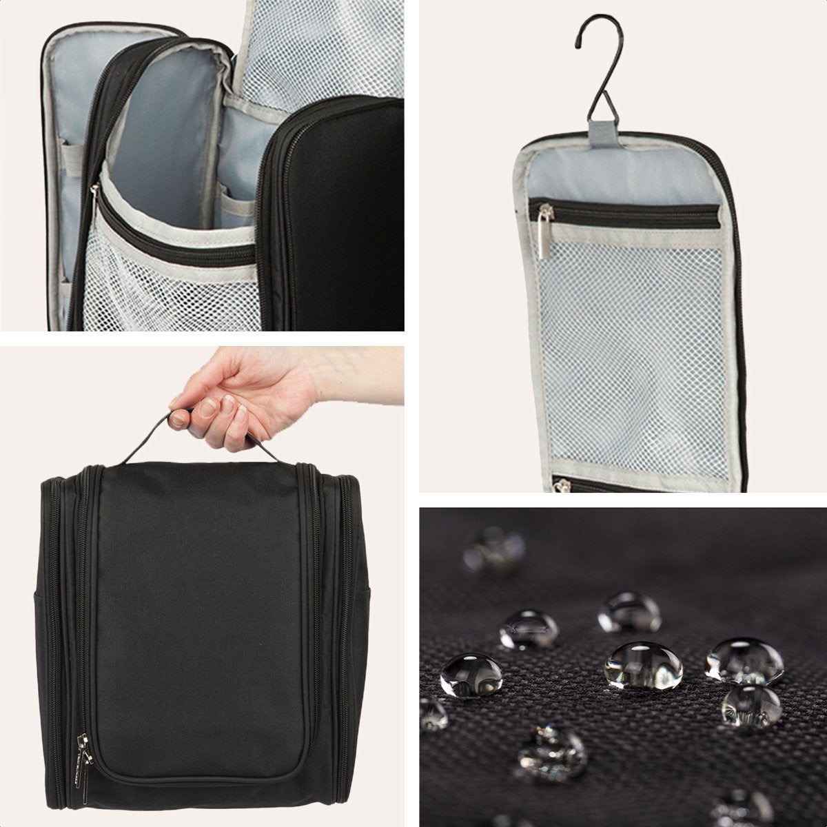 TRVLMORE Kulturtasche XL - Hängend mit Haken - Schwarz