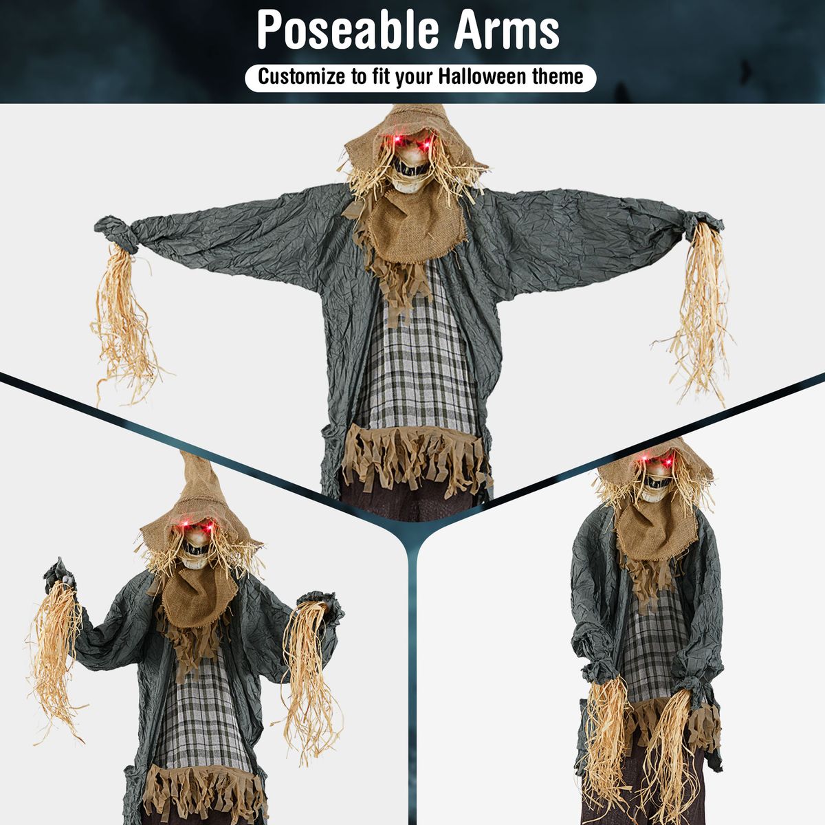 Coast Halloween-Vogelscheuche – animiert – geräuschgesteuert – leuchtende Augen – 213 cm