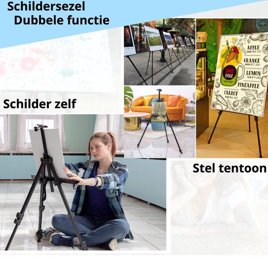 CreaTime Staffelei, verstellbar, zusammenklappbar, für Erwachsene, mit luxuriöser Schutzhülle/Tragetasche, Freiluftstaffelei