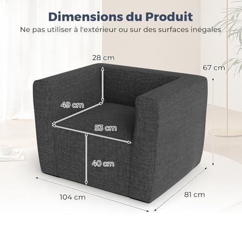 Coast Aufblasbarer Sessel – Abnehmbarer Bezug – Grau – 81 x 104 x 67 cm