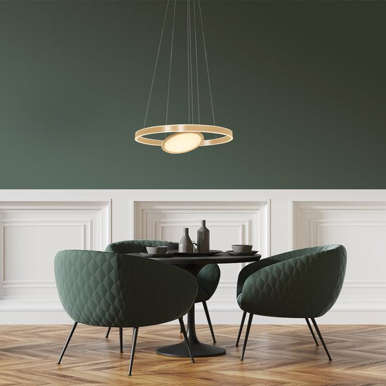Steinhauer - Pendelleuchte - Ringlux - gold - Glas Metall - Ø 60cm - LED - 3514GO