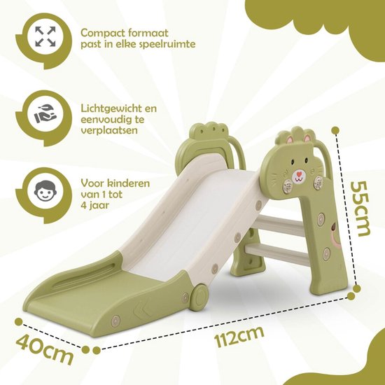 Bambini Slide - Rutsche für Kleinkinder - Rutsche für draußen - Rutsche für drinnen - Spielplatz - faltbar - Grün