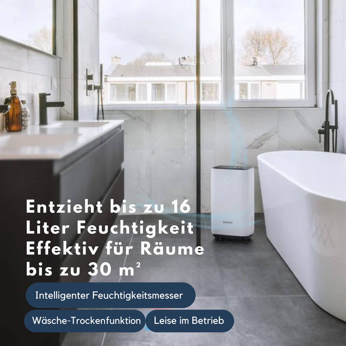 Auronic Luftentfeuchter - 16 l Kapazität pro Tag - Wash-Dry-Funktion - Nachtmodus - Für Schlafzimmer & Wohnzimmer - Weiß & Kunststoff
