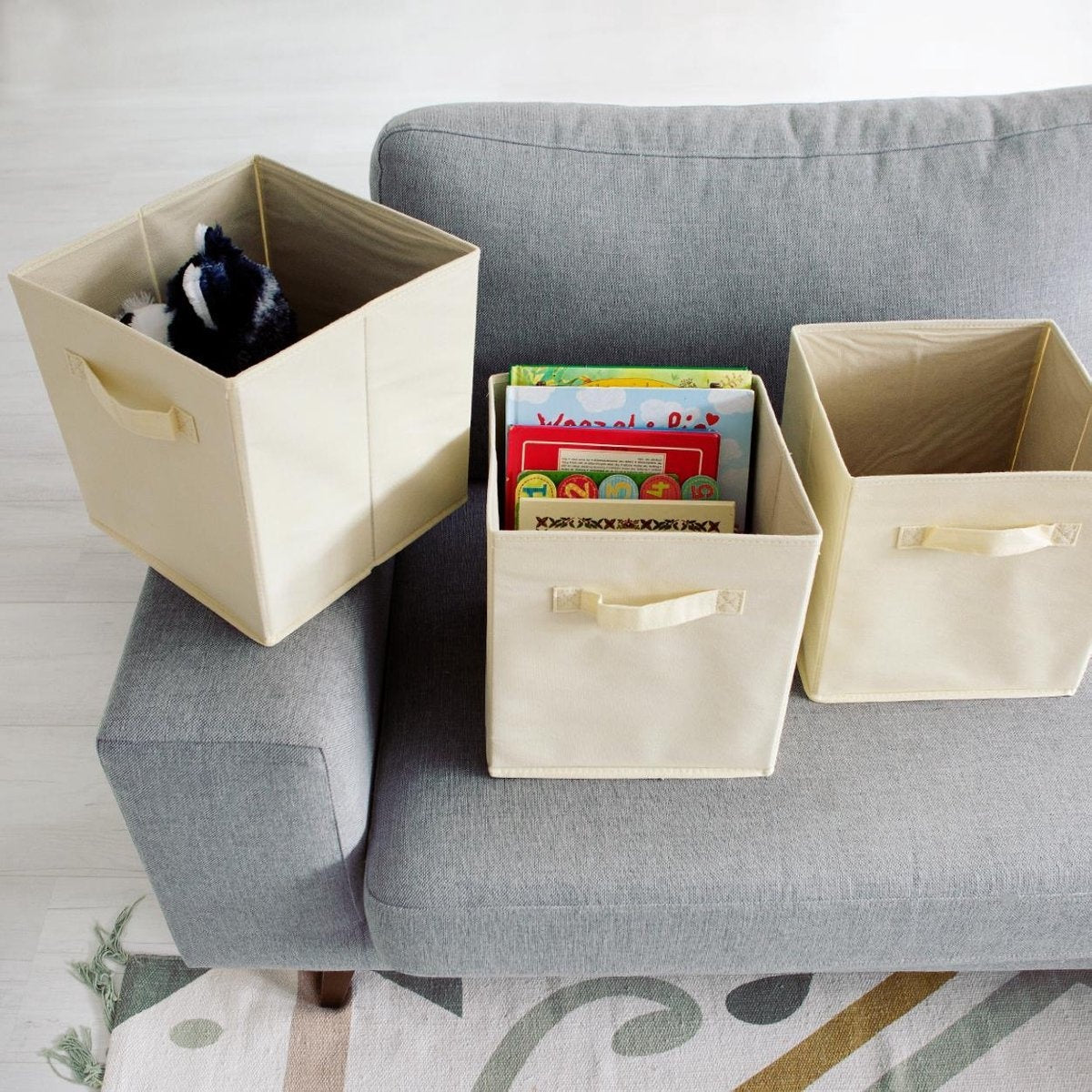 LifeGoods - Kleiderschrank-Organisatoren - 6 Stück - 20L - Textil - Beige