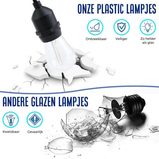 SHINE - Lichterkette für den Außenbereich - Solarbetriebene Lichtergirlande - Solar Led Prick Cord - Partybeleuchtung - Glühbirnengirlande - Gartenbeleuchtung - Vintage Classic Atmosphere Lighting - 8.3 Meter - 12 Led E27 Glühbirnen mit Fernsteuerung