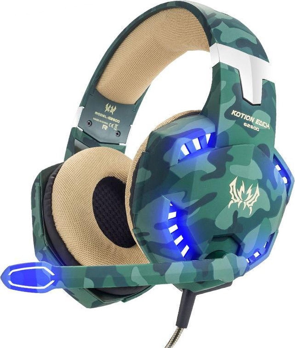 KOTION EACH G2600 - Gaming Headset - PS4 + PC - Tarnfarbe Grün