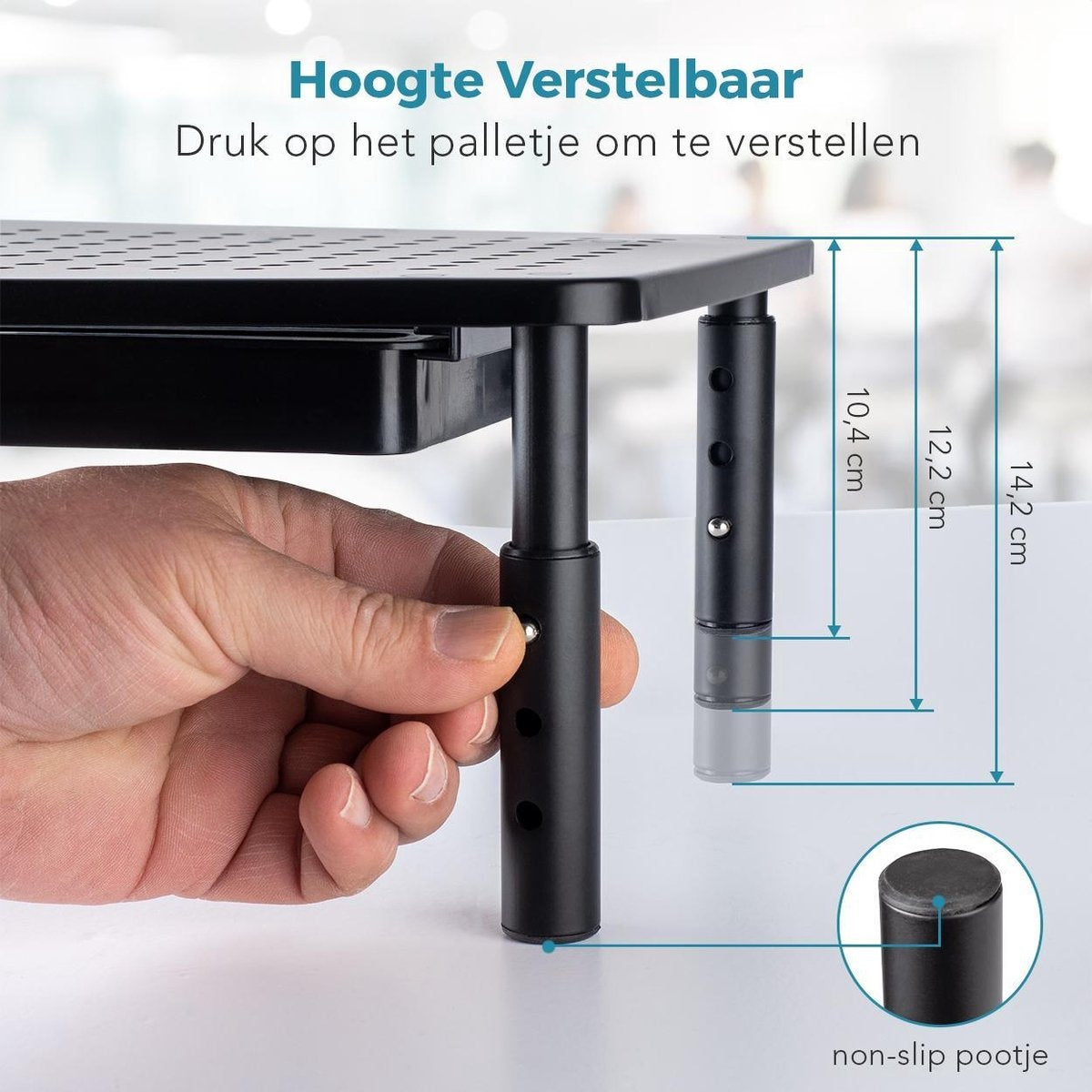 Auronic Monitorständer - Monitoraufsteller - Bildschirmaufsteller - 2 Stück - verstellbar - 37 x 23,5 x 10 cm - Metall - Schwarz