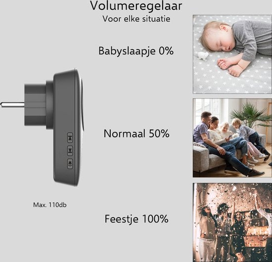ELRO DB4000 Wireless Kinetic Doorbell Set - Niederländische Version - mit 2x Steckempfänger mit Steckdose - keine Batterien erforderlich