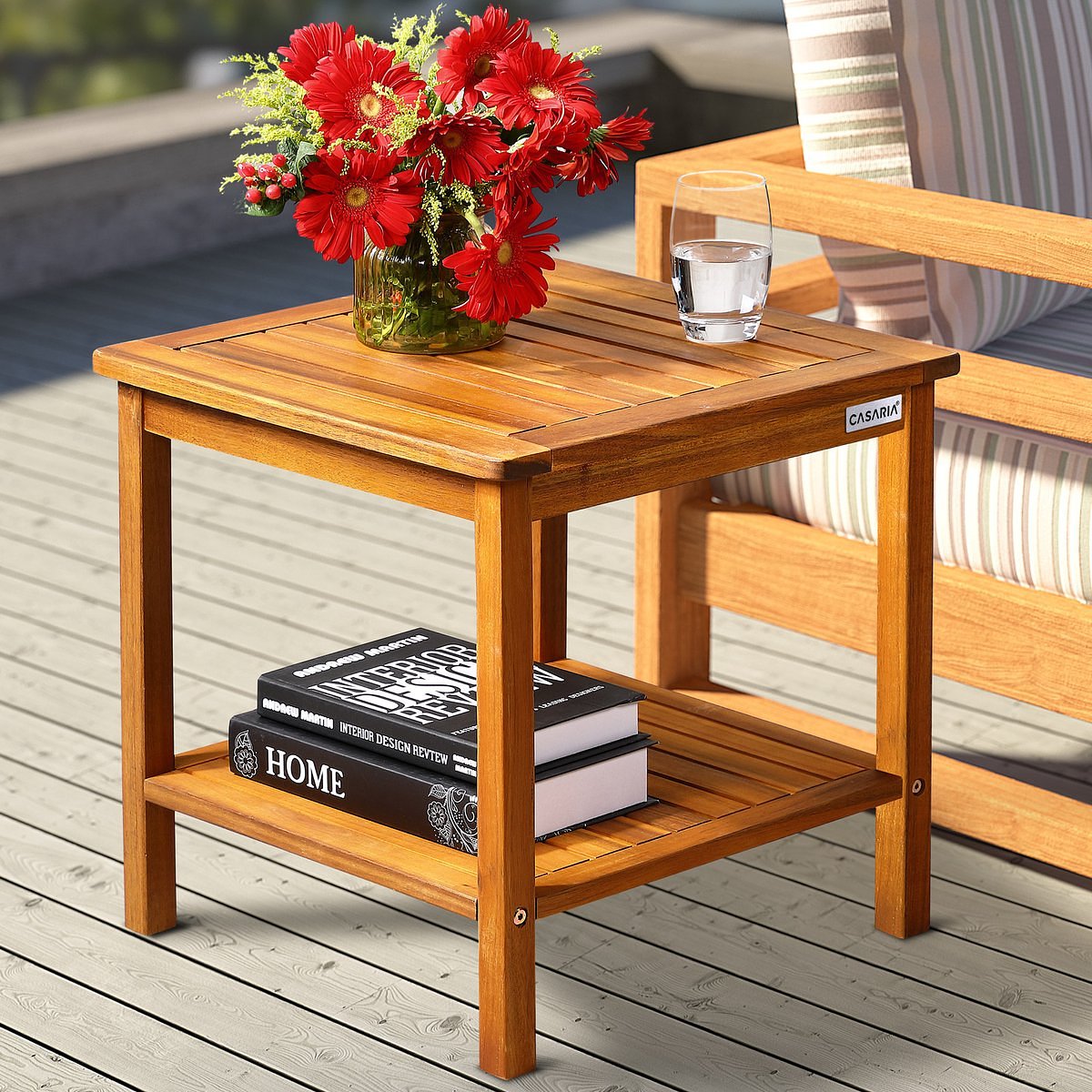 Casaria Beistelltisch Washington aus Akazienholz – Braun – 45 x 45 x 45 cm