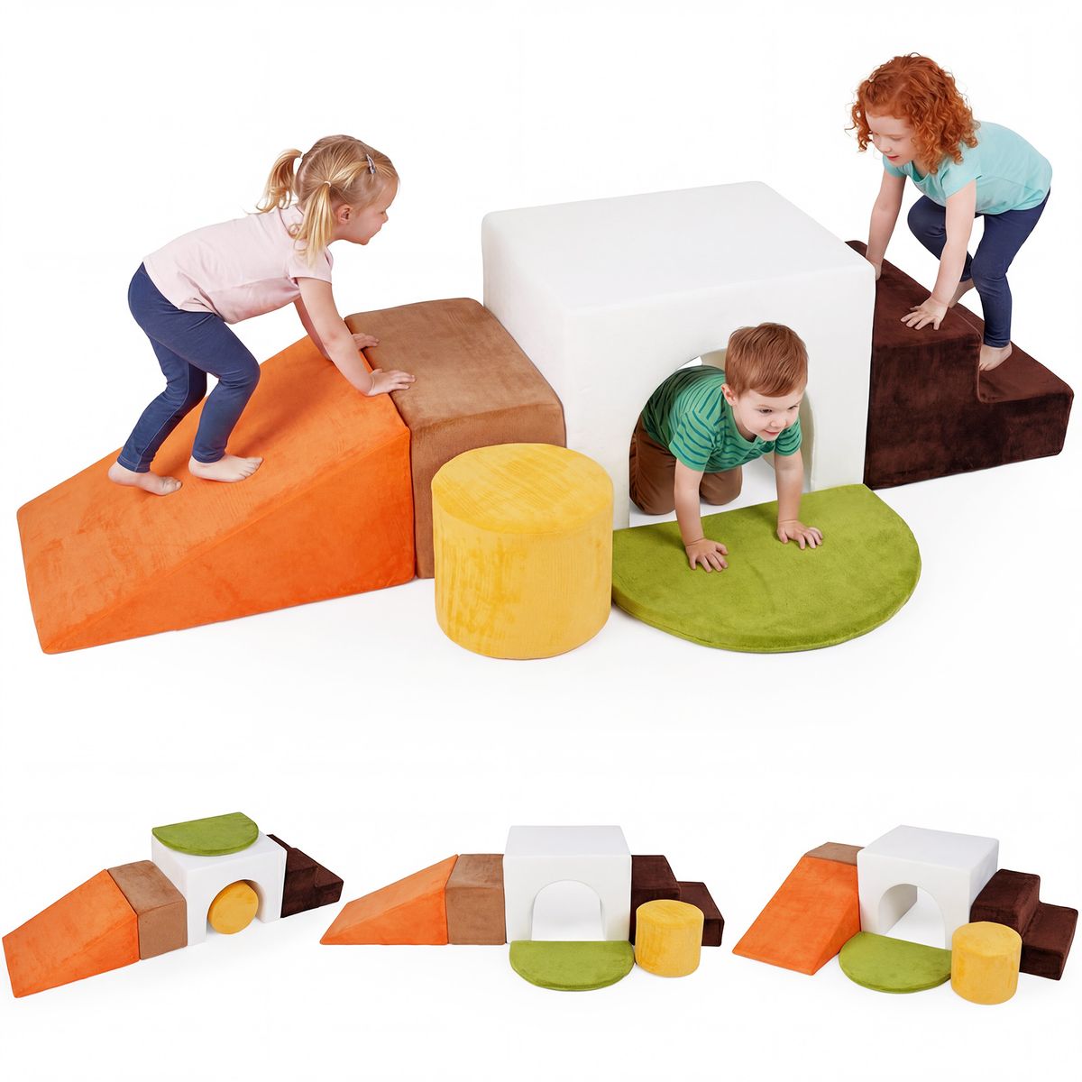 Coast Weiche Kletterblöcke, Set – 6-teilig – Samt – Für den Innenbereich – Rosa/Rot/Weiß