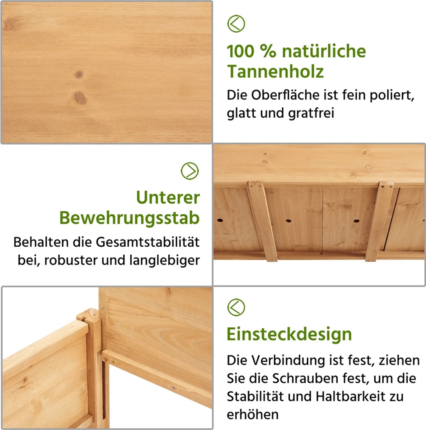 Yaheetech Pflanzgefäß auf Rädern - mit 4 Entwässerungslöchern und Aufbewahrungsbox und 360° Rollen - für Garten, Balkon und Terrasse - Fichte hellbraun - 105,5 x 56,5 x 83,5 cm