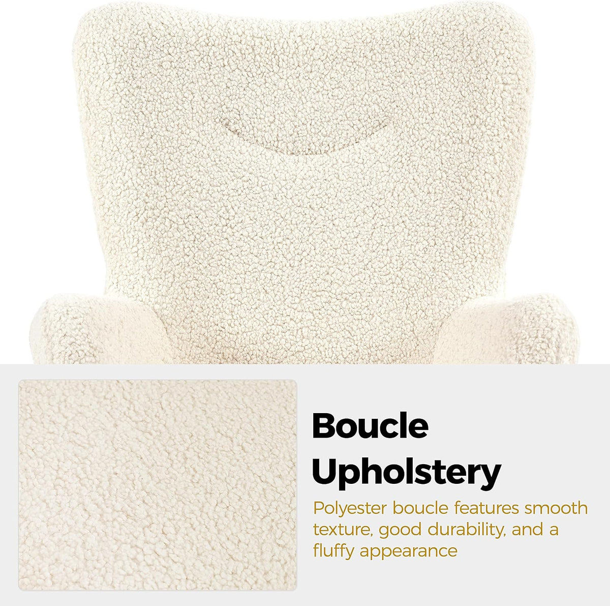 Yaheetech Ohrensessel mit Fußhocker – Teddy-Stoff – Elfenbeinweiß – 67,5 x 70 x 97,5 cm