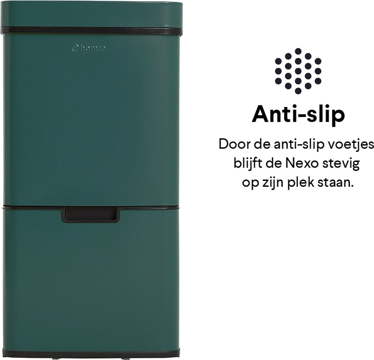 Homra NEXO Mülltrenner 3 Fächer - 72 Liter (2x12 + 48 L) mit Infrarotsensor - Edelstahl - Grün