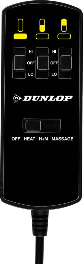 Dunlop Massagesitz Auto mit Heizfunktion - 108 x 48 CM - 4 Massagemotoren und 1 Heizelement - Anschluss an Zigarettenanzünder Auto - Fernbedienung mit 13 Stufen - Schwarz