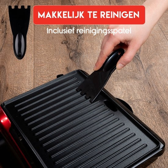 alpina Kontaktgrill - Sandwicheisen - Antihaft - 1000W - Schwarz/Rot
