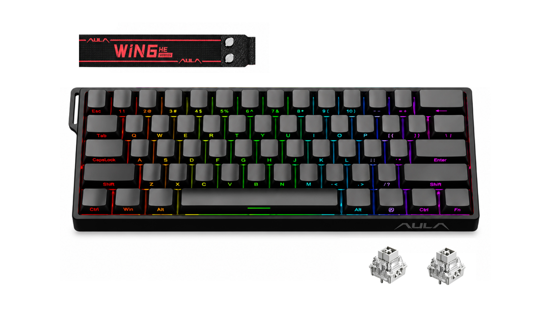 AULA WIN60 HE Gaming-Tastatur – 60 % kompakt – magnetische Schalter – 8000 Hz – Rapid Trigger – RGB – 30,2 x 10,9 cm
