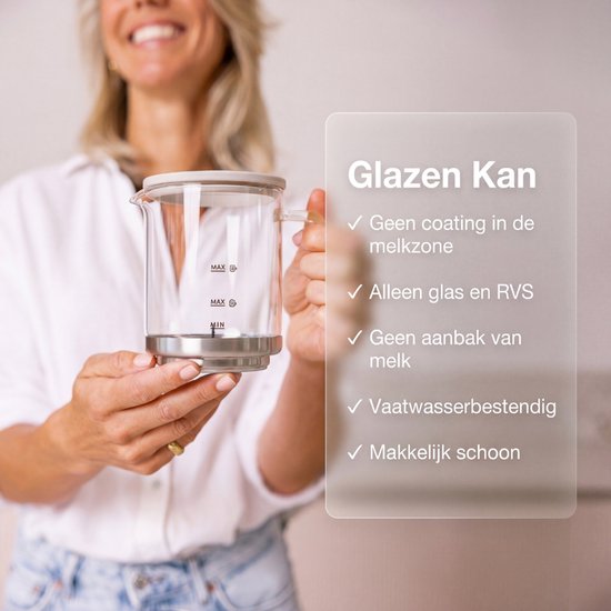 Safecourt Kitchen Glas-Milchaufschäumer - Elektrischer Milchaufschäumer - Glaskanne & PFAS-frei - Spülmaschinenfest - Pink