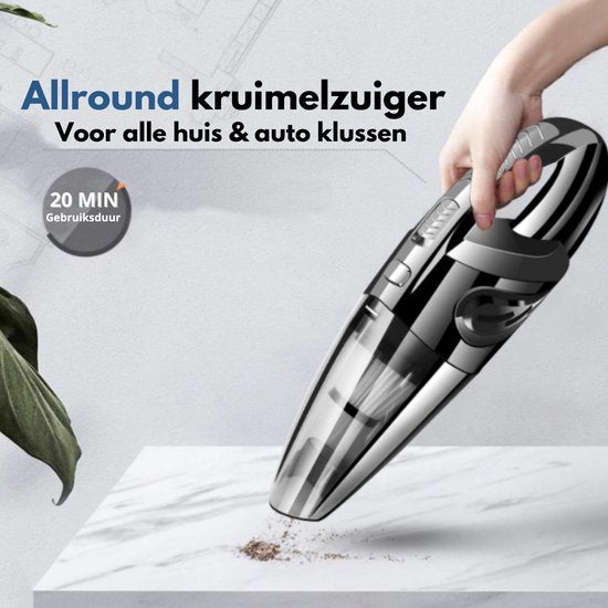 Turbo-7 Krümelsauger Cordless - Handstaubsauger - Schwarz / Grau - inkl. Zubehör