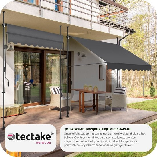 tectake - Klemmmarkise - Sonnenschirm - Verstellbar - 200 x 180 cm - Anthrazit