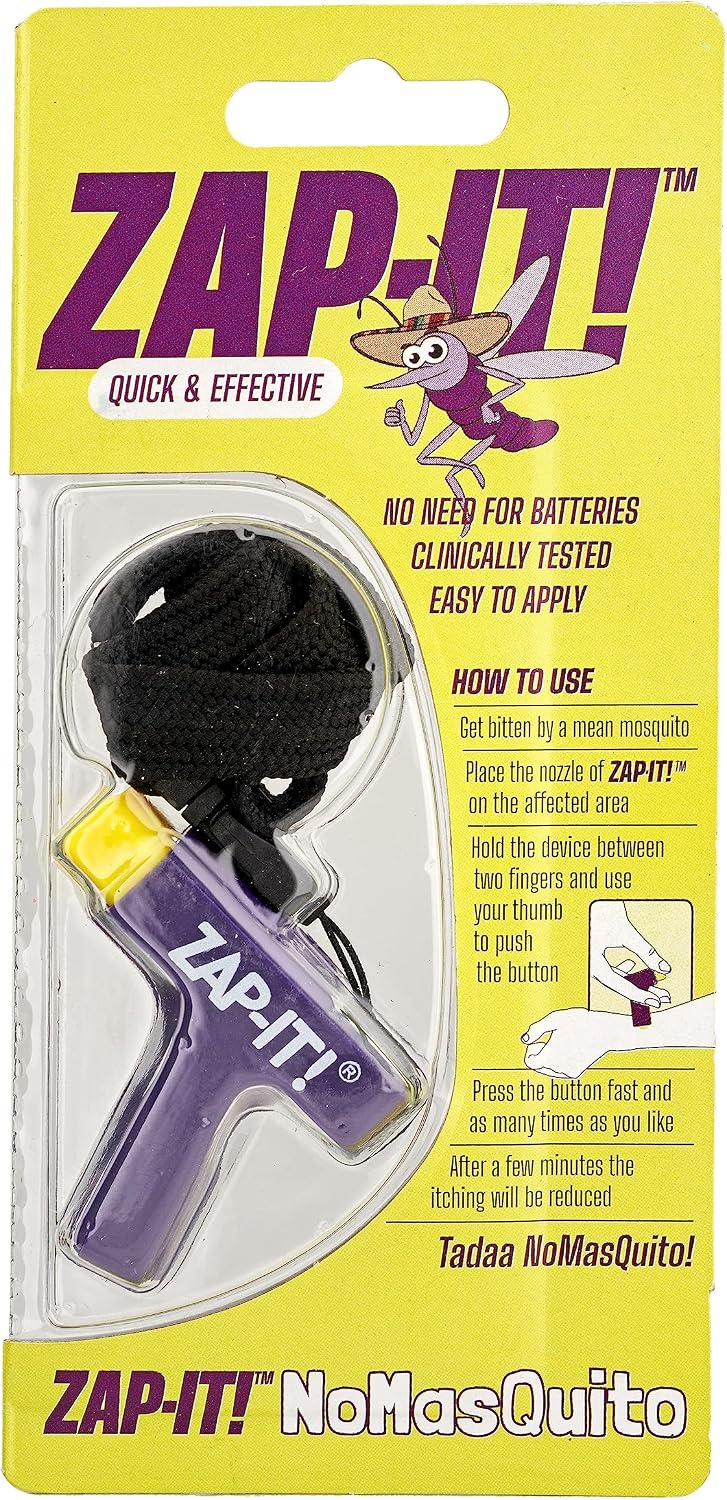 NoMasQuito Zap-It! Mückenstich-Linderer – piezoelektrisch – ohne Batterien – lila/gelb – 17 x 8 x 2,3 cm
