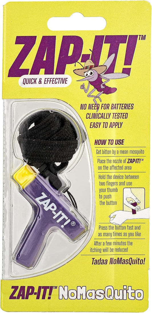 NoMasQuito Zap-It! Mückenstich-Linderer – piezoelektrisch – ohne Batterien – lila/gelb – 17 x 8 x 2,3 cm