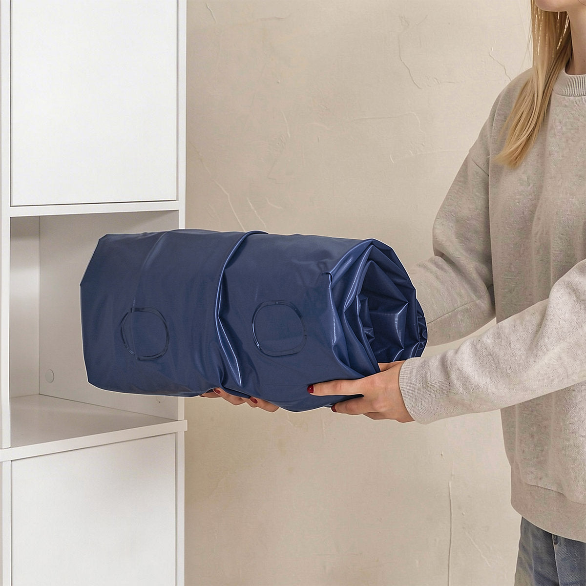 SoBuy Aufblasbare Luftmatratze 191 x 137 x 22 cm – Integrierte Kissen – 150 kg – Grau/Dunkelgrün
