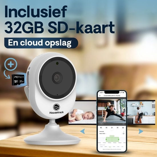 Housetrack Ãœberwachungskamera 1080P - IP Sicherheitskamera mit App - Wifi Sicherheitskamera - Smart Home - Kamera Sicherheit im Innenbereich