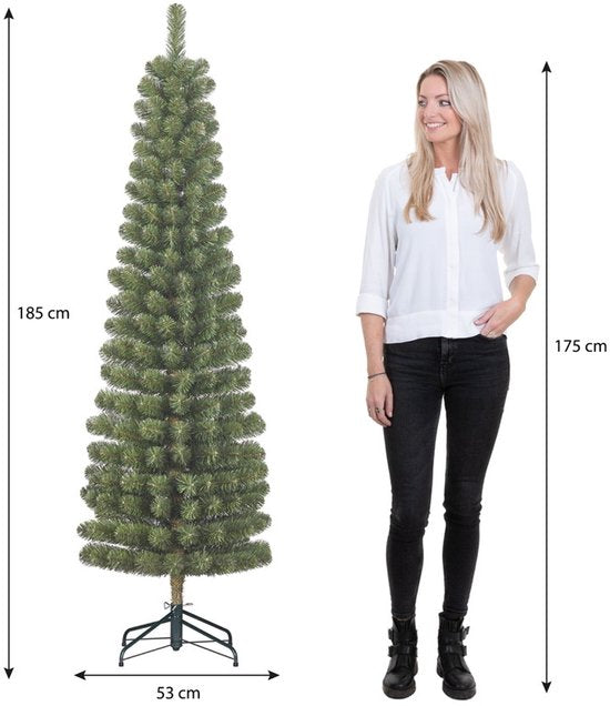 Black Box Trees Charlton Weihnachtsbaum, schlankes Säulenmodell – Weihnachtsdekoration im natürlichen Look – Kunstbaum mit Scharnierkonstruktion zum schnellen Aufstellen – H 185 x Ø 53 cm – Grün