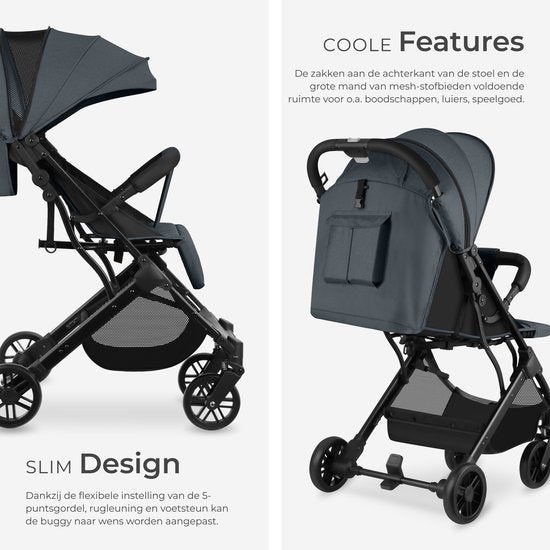 tectake® Buggy Kinderwagen Finn - Leichter Faltbuggy - Faltbar und mit Faltverdeck - Sonnenschutz - Tragkraft 15kg - Anthrazit
