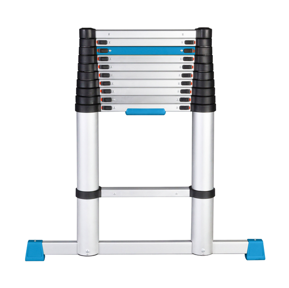 Workzone Teleskopleiter - 4.02m - 11 Stufen - Max. 150 kg - Soft-Close - Silber