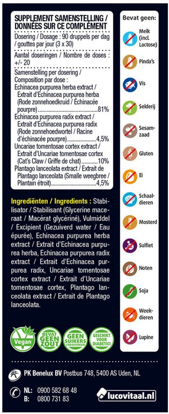 Lucovitaal – Echinacea Cat's Claw Tropfen zur Stärkung der Abwehrkräfte – 100 ml – Nahrungsergänzungsmittel