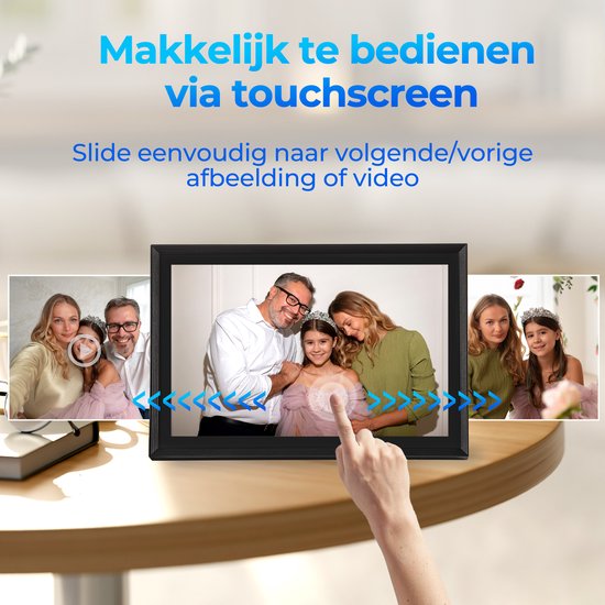 Saaf Digitaler Fotorahmen - Mit Wifi - 10,1" Touchscreen & 160GB - Mit App - Schwarz