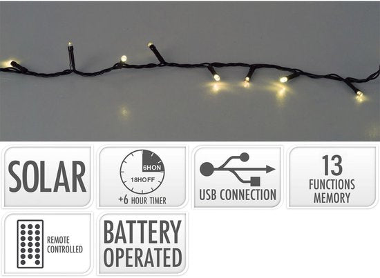 LED-Lichtgirlande Lifetime Warmweiß 20 m Sun