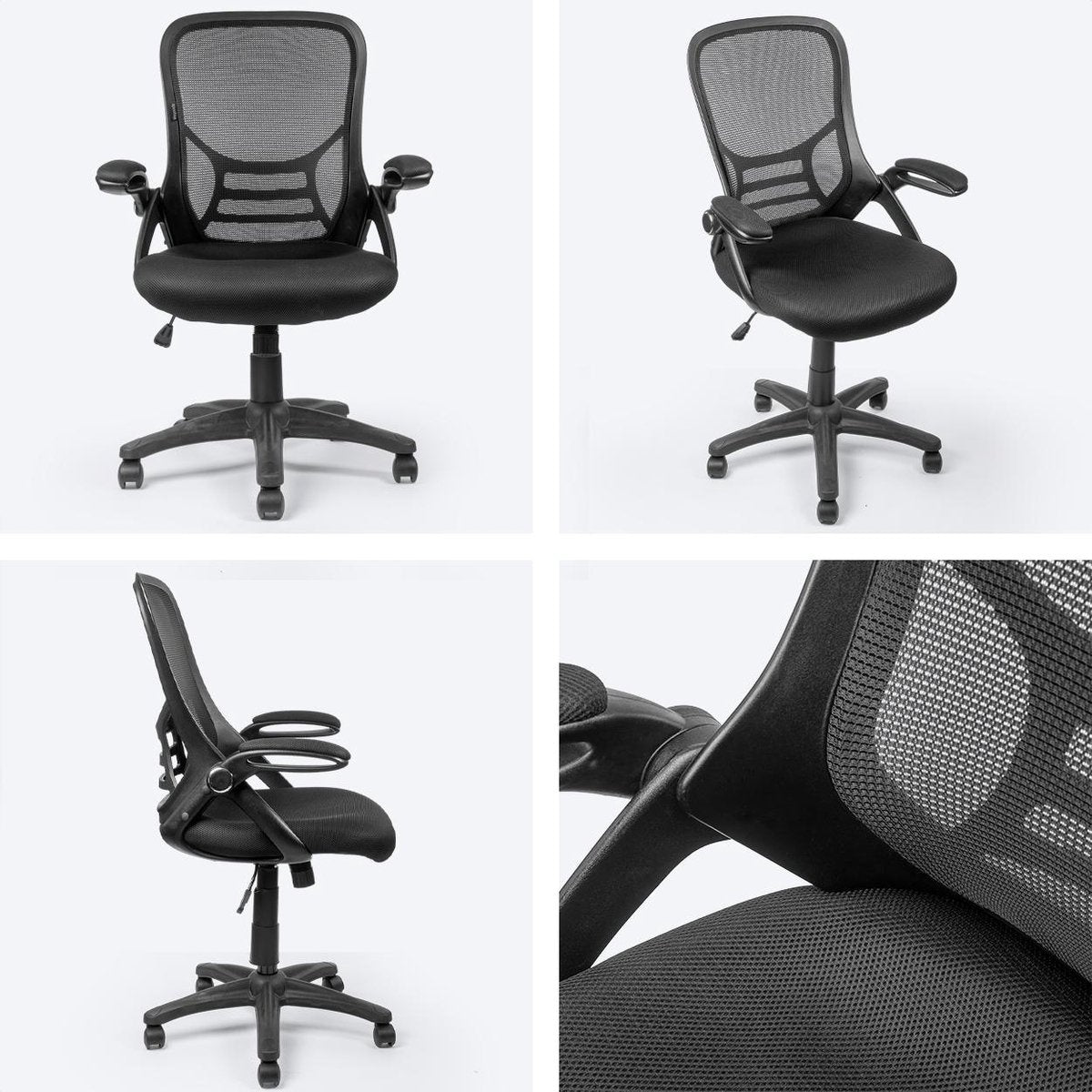 LifeGoods Ergonomischer Bürostuhl - Schreibtischstuhl - Verstellbar - Erwachsene - Schwarz