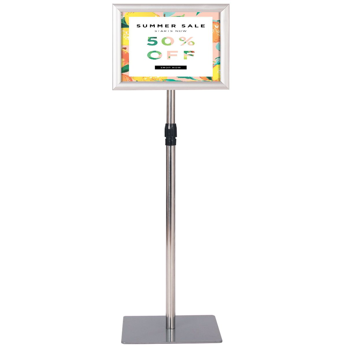 Küsteninformationsständer A4 - verstellbar 73,5-118 cm - silber - 2er Set mit Posterrahmen